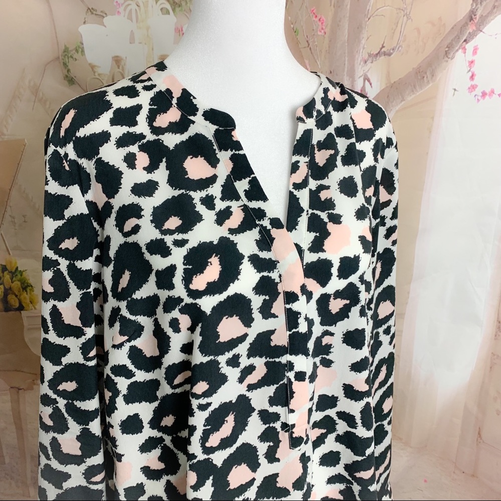 Talbots Pink Accent Animal Print Button down Blouse - Picture 5 of 10